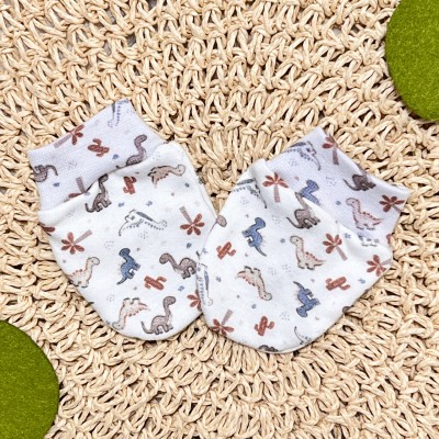  Kit Luva e Pantufas - Dinossauros Babys - Branco